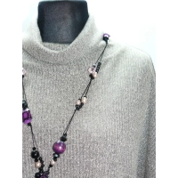 Melanżowy luźny sweter OVERSIZE z golfem - złoty beż